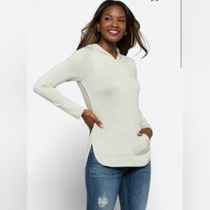 Market & Spruce - Mint Green & White Striped Hoodie